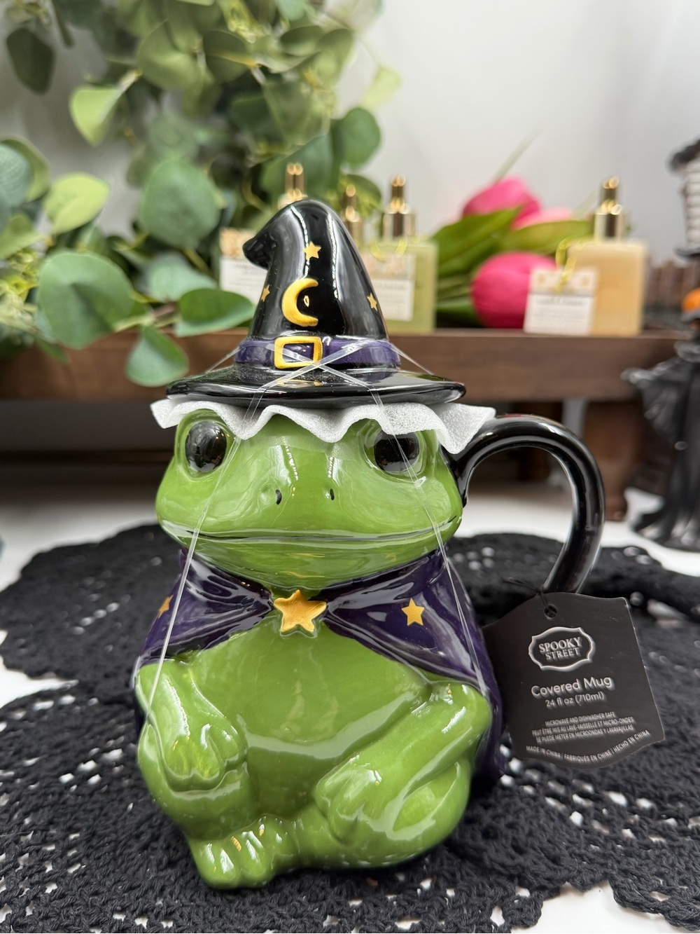 spooky street viral wizard frog witch ceramic covered mug halloween htf